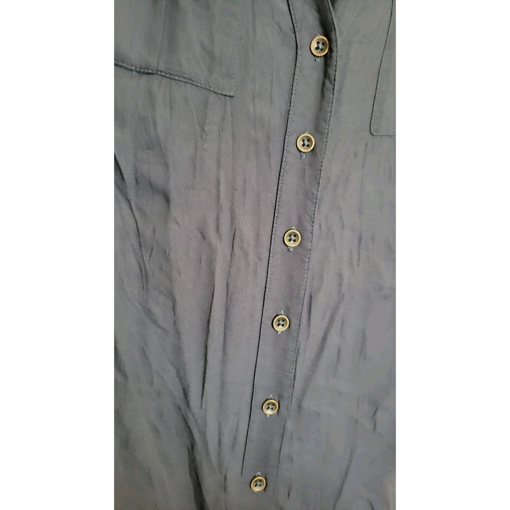 Sundance Navy Blue Button Up Ruffle Blouse Womens PXS Long Sleeve Viscose Top - Picture 10 of 11